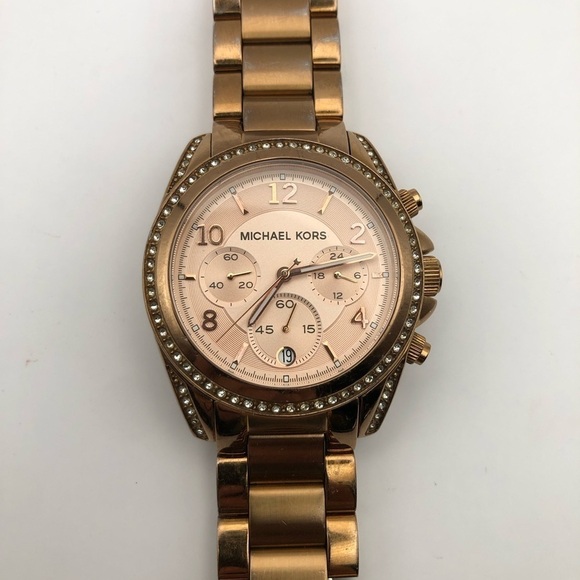 Michael Kors Women’s Watch Rose Gold Band (New Battery) Crystal Clear Beautiful - Picture 7 of 8